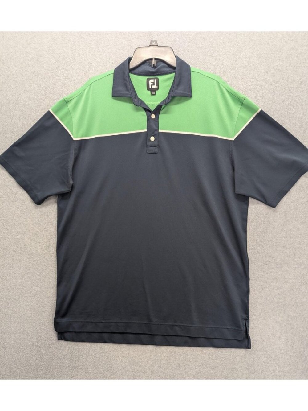FootJoy Polo Shirt Mens XL Green Navy Colorblock Golf Stretch Performance